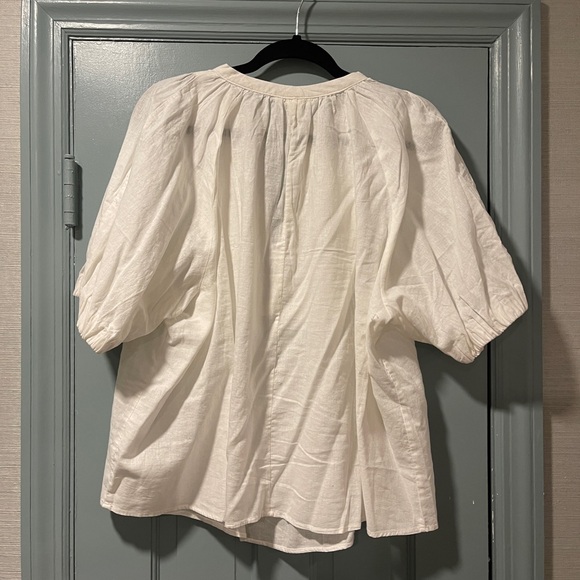 Tie front bow puffy sleeve shirt - Picture 3 of 7